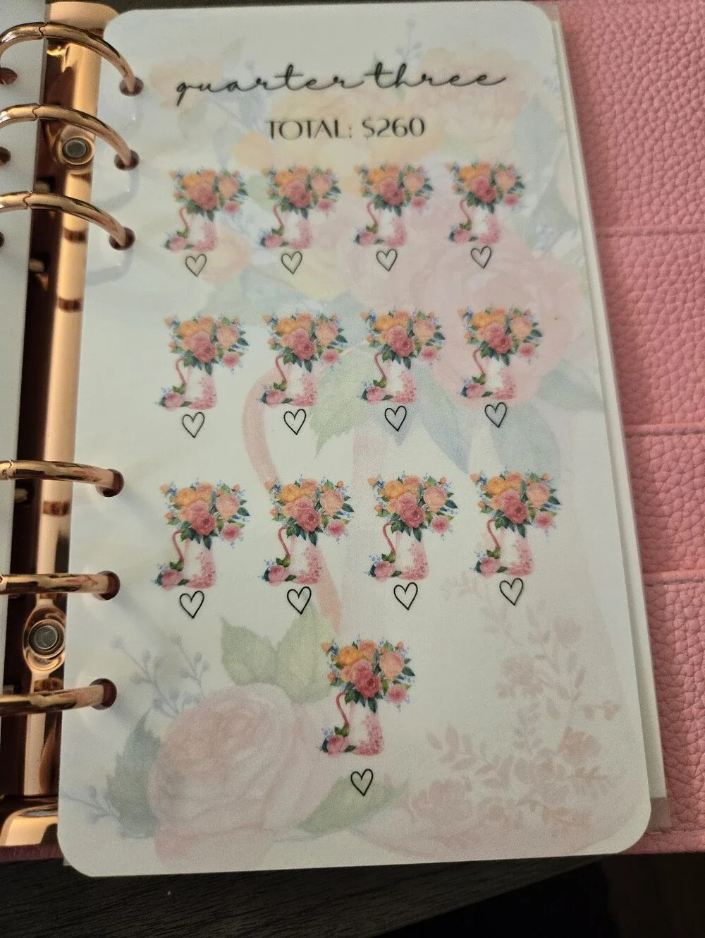 A6 Pink Pebbled Leather Snap Notebook Cover With Savings Challenge